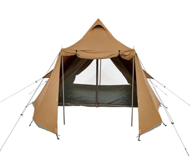 Kampeertenten & tenten voor jeugdbewegingen - Alpino-kangourou-camping-tent-smokedoak-open-front-open-innertent
