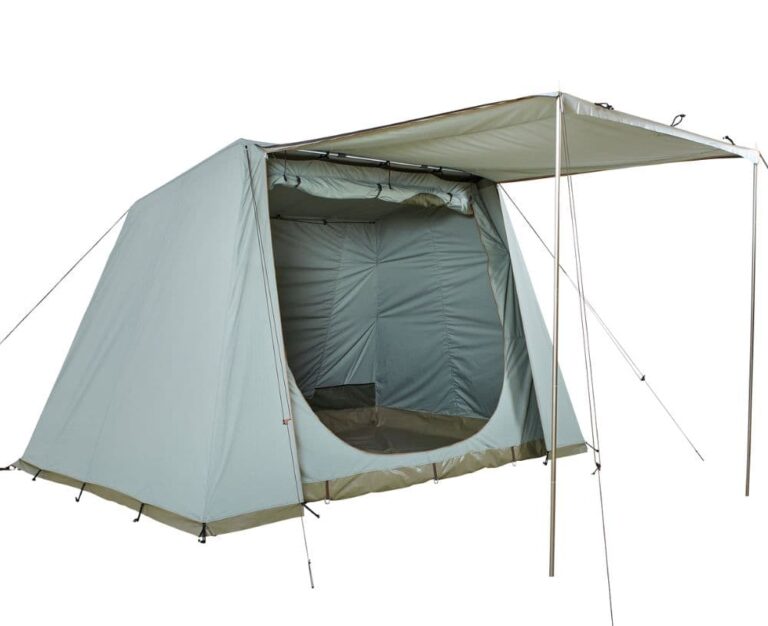Kampeertenten & tenten voor jeugdbewegingen - Alpino-nadette-camping-tent-seagrass-corner-awning-open-innertent